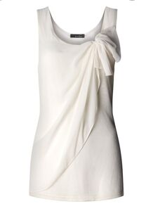NWT MNG Suit Chiffon Bow Draped Sleeveless Top XS Cream Sheer Elegant